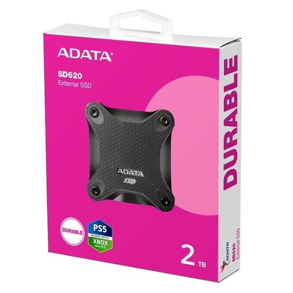 ADATA Externí SSD 2TB SD620, USB Micro-B, USB 3.2 Gen 2, R:520/W:460MB/s, černá5