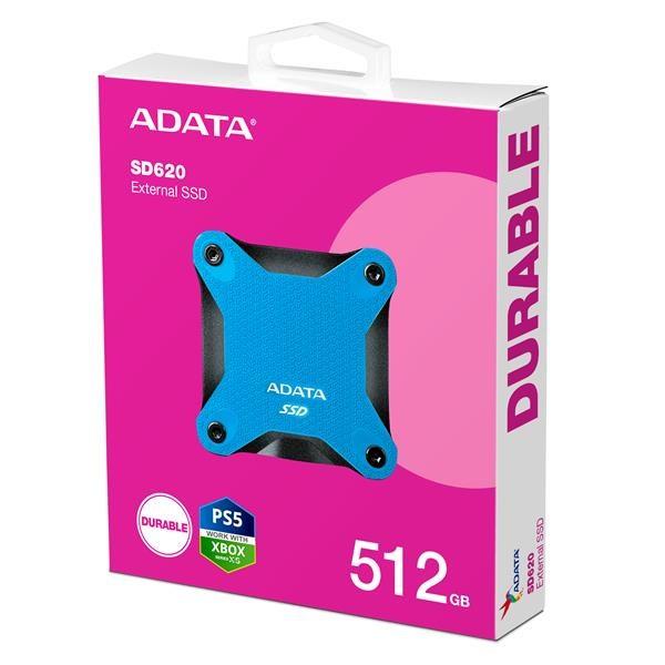 ADATA Externí SSD 512GB SD620,  USB Micro-B,  USB 3.2 Gen 2,  R:520/ W:460MB/ s,  modrá5