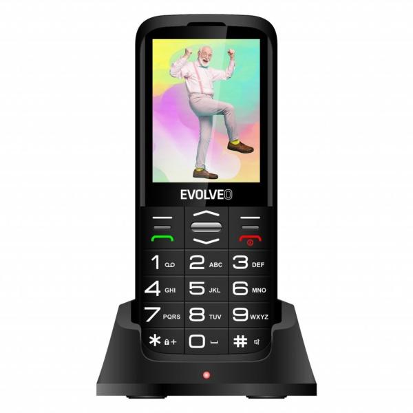 BAZAR - EVOLVEO EasyPhone XO,  mobilní telefon pro seniory s nabíjecím stojánkem,  černá - Poškozený obal (Komplet)