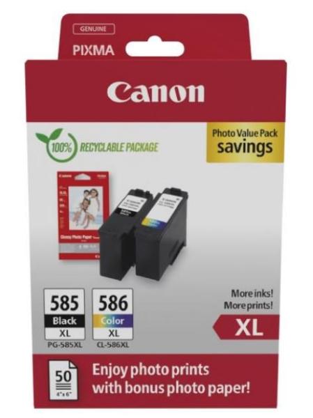 Canon Cartridge PG-585XL CL-586XL černá barevná + Canon PAPÍR GP-501 4X6 50