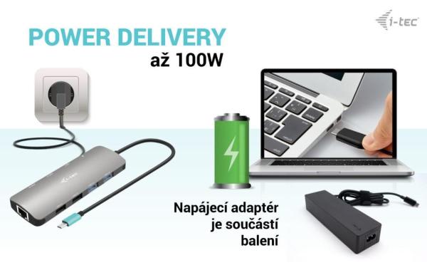 i-tec USB-C Metal Nano 2x HDMI Docking Station,  PD 100W + Charger 100W (bundle)2