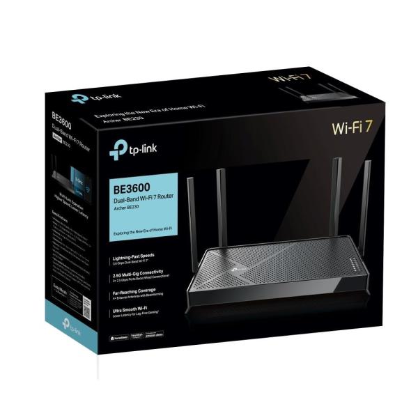 TP-Link Archer BE230 OneMesh/EasyMesh WiFi7 router(BE3600,2,4GHz/5GHz,1x2,5GbEWAN,1x2,5GbELAN,3xGbELAN,1xUSB3.0)4