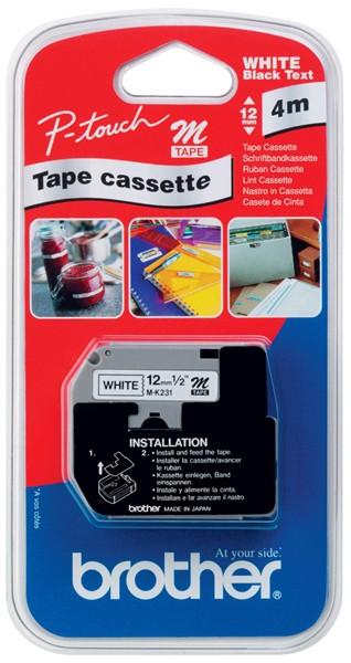 BROTHER MK-231BZ Black On White Tape (12mm)