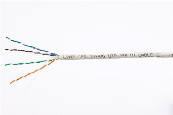 UTP kabel LYNX,  Cat6,  drát,  PVC,  Dca,  šedý,  305m
