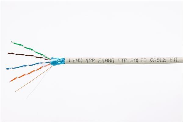 FTP kabel LYNX,  Cat5E,  drát,  PVC,  Dca,  šedý,  305m