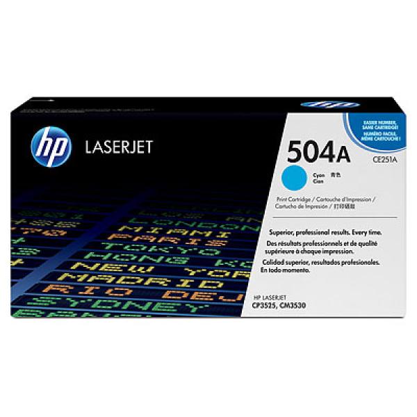 HP 504A Cyan LJ Toner Cart,  CE251A (7, 000 pages)