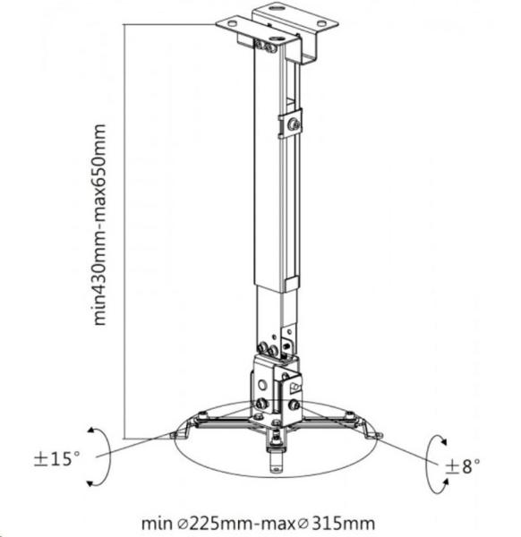 Reflecta TAPA 43-65cm stropní a nástěnný držák dataprojektoru bílý2