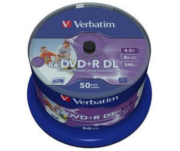 VERBATIM DVD+R(50-pack)DoubleLayer/ Spindle/ 8X/ 8.5 GB/ tlačiteľné/ bez identifikátora