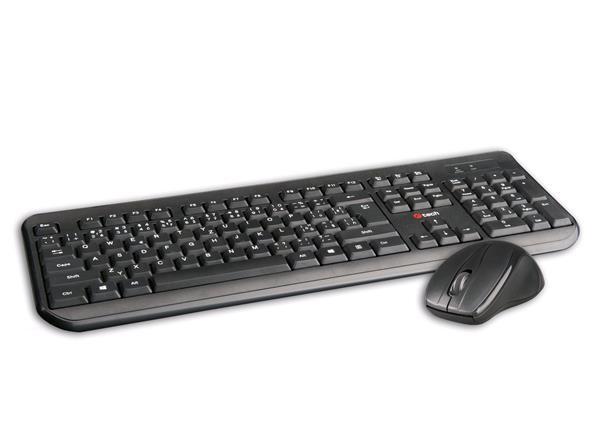 C-TECH klávesnica a myš WLKMC-01,  USB,  čierna,  bezdrôtová,  CZ+SK