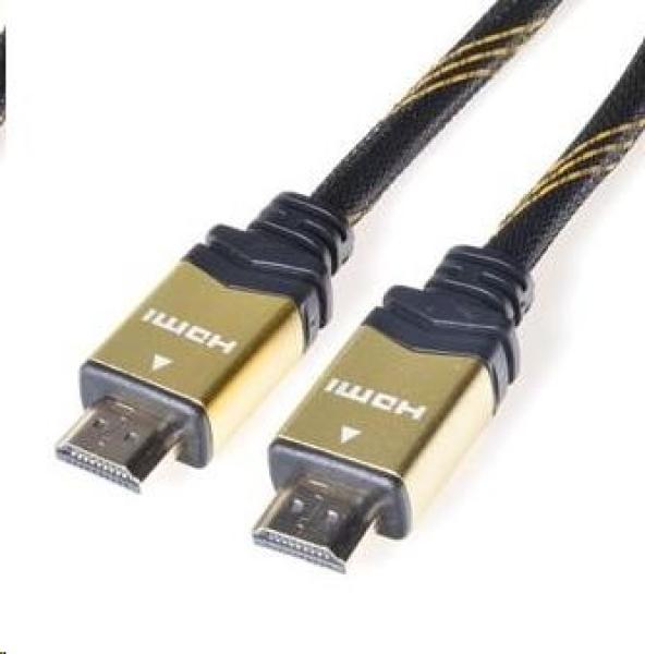 PREMIUMCORD Gold HDMI High Speed + Ethernet kábel (v1.4),  opletené,  pozlátené konektory,  1, 5 m