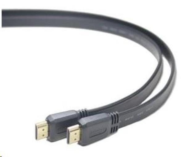 PREMIUMCORD HDMI High Speed + Ethernet plochý kábel,  pozlátené konektory,  3 m
