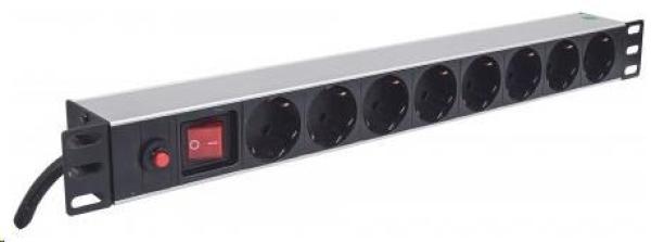 BAZAR - Intellinet 19" 1U Rackmount 8-Way Power Strip - German Type,  rozvodný panel,  8x DE zásuvka,  3m kabel - Poškozený