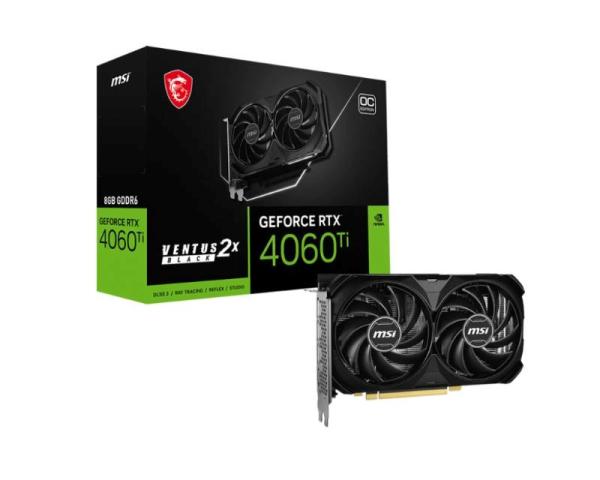 MSI VGA NVIDIA GeForce RTX 4060 Ti 8G VENTUS 2X BLACK E1 OC,  8G GDDR6,  3xDP,  1xHDMI