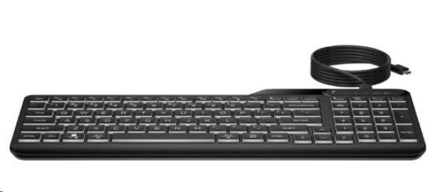 HP 400 Backlit Wired Keyboard - drátová podsvícená klávesnice CZ/ SK