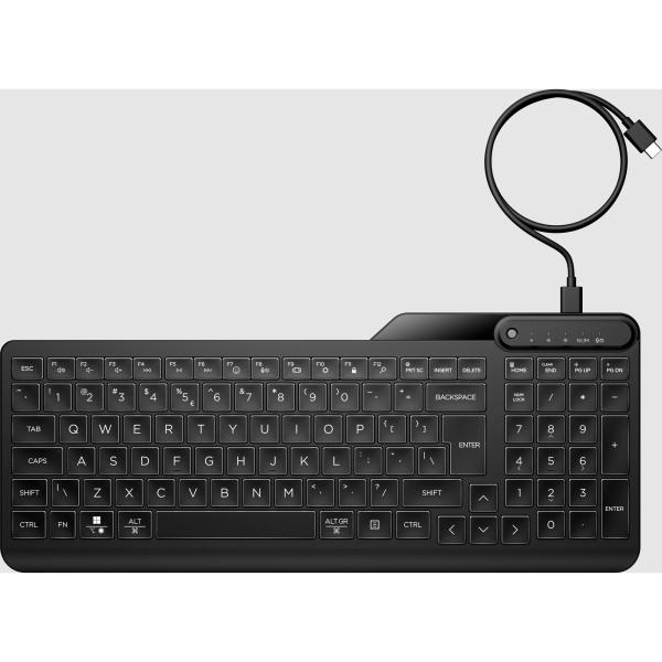 HP 400 Backlit Wired Keyboard - drátová podsvícená klávesnice CZ/ SK15