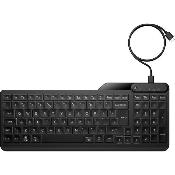 HP 400 Backlit Wired Keyboard - drátová podsvícená klávesnice CZ/ SK10