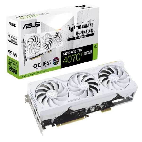 ASUS VGA NVIDIA GeForce RTX 4070 Ti SUPER TUF GAMING BTF WHITE OC 16G,  16G GDDR6X,  3xDP,  2xHDMI