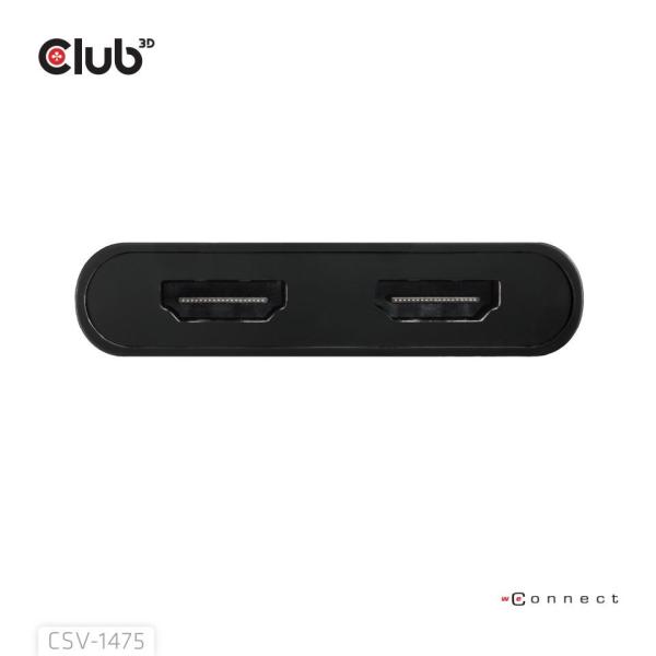 Club3D Video rozbočovač USB-C/A na 2xHDMI 2.0, Dual Monitor, 4K60Hz (M/F)4