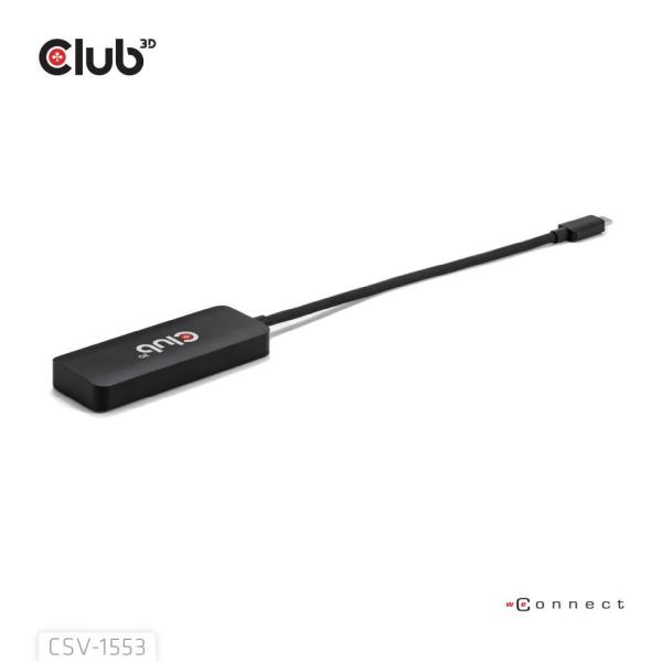 Club3D hub MST USB-C na 3xDisplayPort, Single: 8K30Hz, Triple: 4K60Hz3