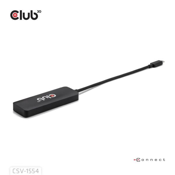 Club3D hub MST USB-C na 3xHDMI, Single: 8K30Hz, Triple: 4K60Hz3