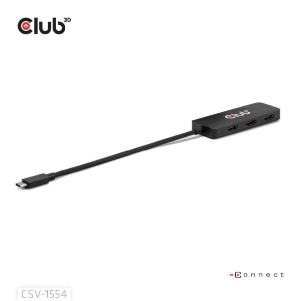 Club3D hub MST USB-C na 3xHDMI, Single: 8K30Hz, Triple: 4K60Hz4