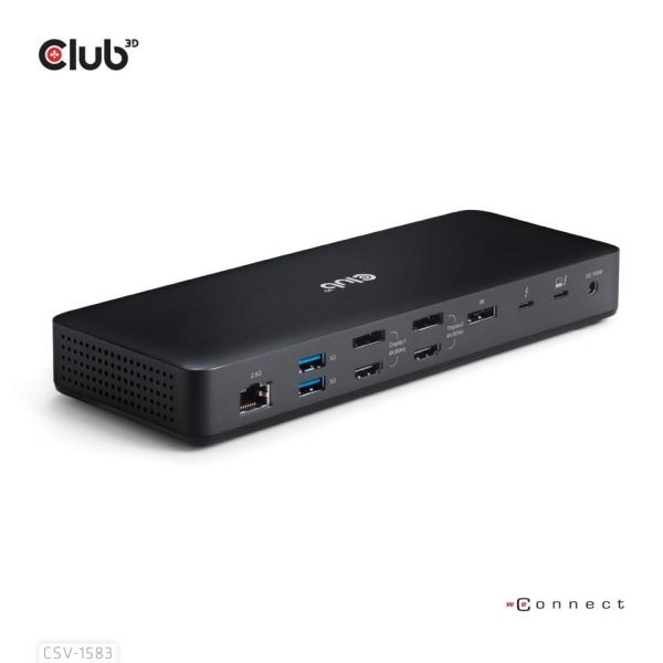 Club3D Dokovací stanice 16v1 ThunderBolt 4, (2xThunderbolt, 3xDP, 2xHDMI, 3xUSB, RJ45, SD-TF Karta, 1xUSB-C, 150W PD)5