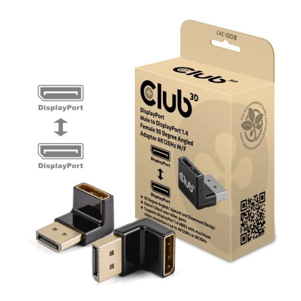 Club3D Adaptér DisplayPort na DisplayPort 1.4,  4K120Hz,  8K30Hz,  90°