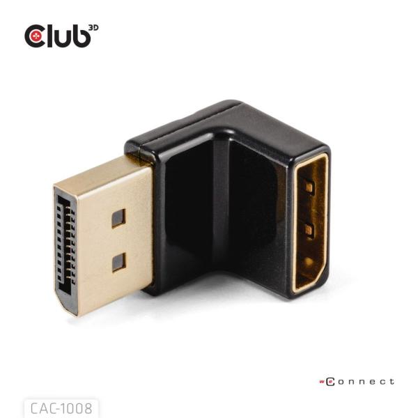 Club3D Adaptér DisplayPort na DisplayPort 1.4, 4K120Hz, 8K30Hz, 90°3