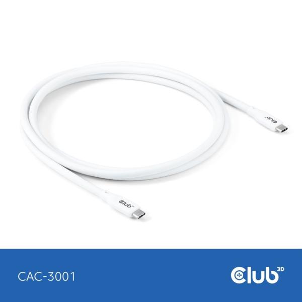 Club3D Kabel USB-C 4.0, 20Gbps, 4K60Hz, PD 240W, 2m, bílá1