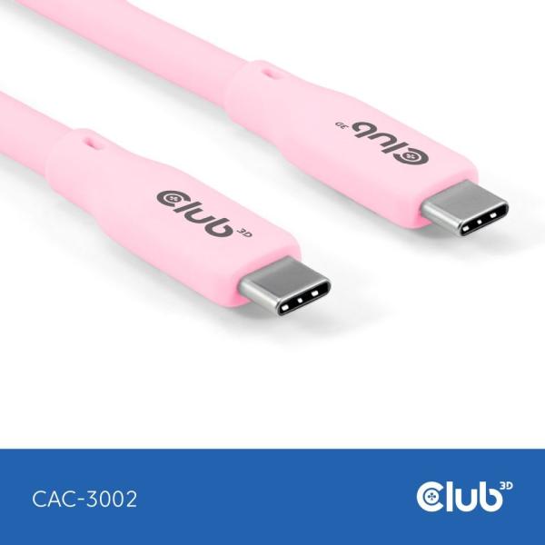 Club3D Kabel USB-C 4.0,  20Gbps,  4K60Hz,  PD 240W,  2m,  růžová