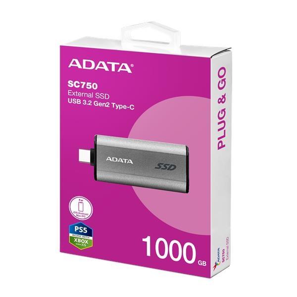 ADATA External SSD 1TB SC750,  USB-C 3.2 Gen2,  Černá6