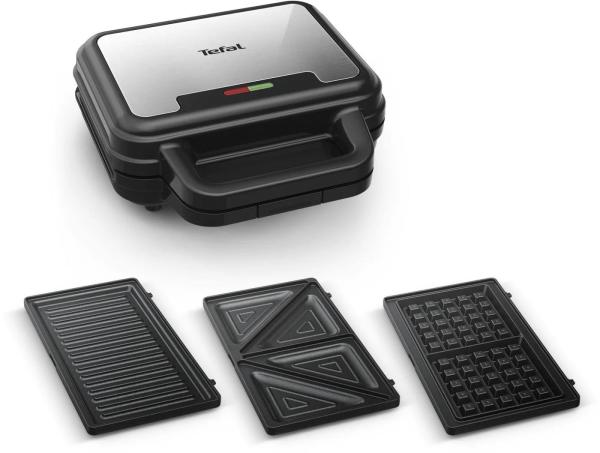 Tefal SW383D10 3v1 UltraCompact toustovač,  700 W,  vyměnitelné desky,  tousty,  vafle,  panini,  indikátor připravenosti