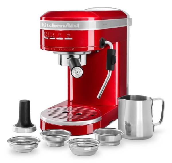 KitchenAid Artisan 5KES6503ECA kávovar, pákové espresso, 1470 W, 15 bar, parní tryska, doubleshot, červená3