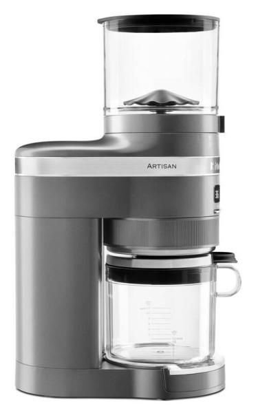 KitchenAid Artisan 5KCG8433EMS kávomlýnek,  150 W,  nerezové mlecí kameny,  70 nastavení hrubosti mletí,  časovač,  šedá2