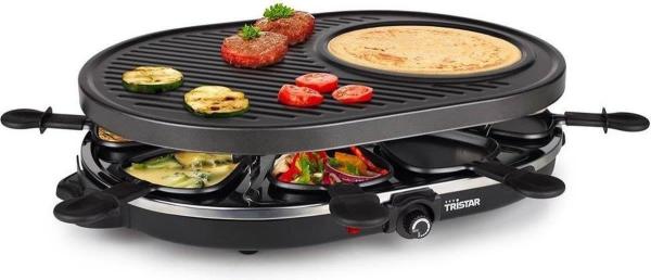 BAZAR - Tristar RA-2731 raclette grill, 1400 W, 5in1, pro 8 lidí, černý - poškozený obal