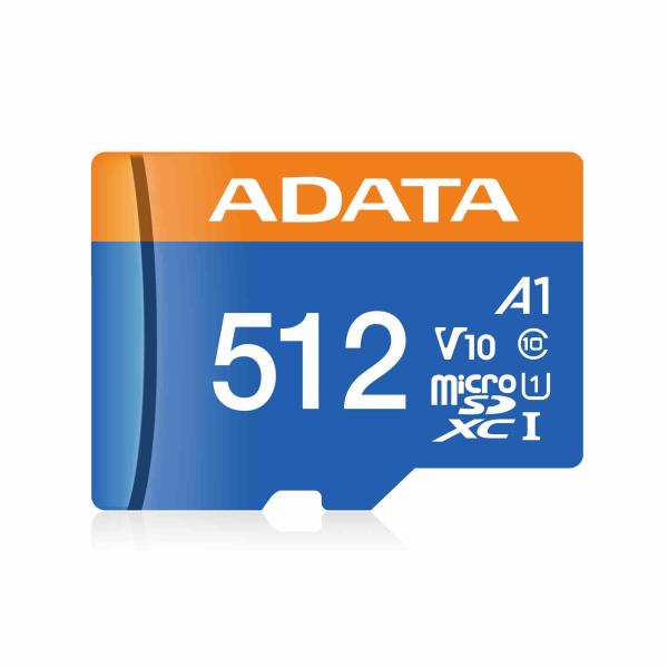 ADATA MicroSDXC karta 512GB Premier UHS-I C10 V10 (R:100/ W:25 MB/ s) + SD adaptér