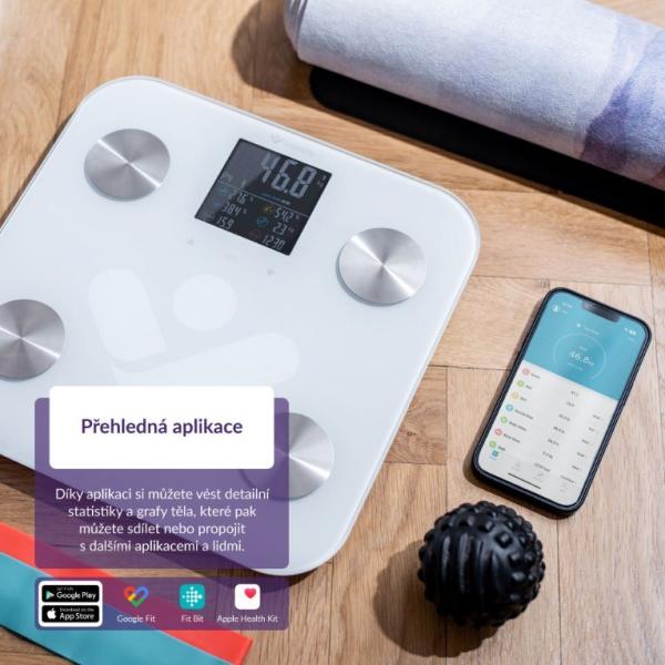 BAZAR - TrueLife FitScale W7 BT - Bioelektrická impedanční bluetooth váha - bílá - Rozbaleno (Komplet)5