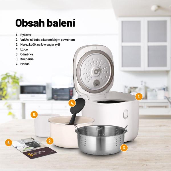 BAZAR - Lauben Low Sugar Rice Cooker 3000WT - rýžovar - Poškozený obal (Komplet)5