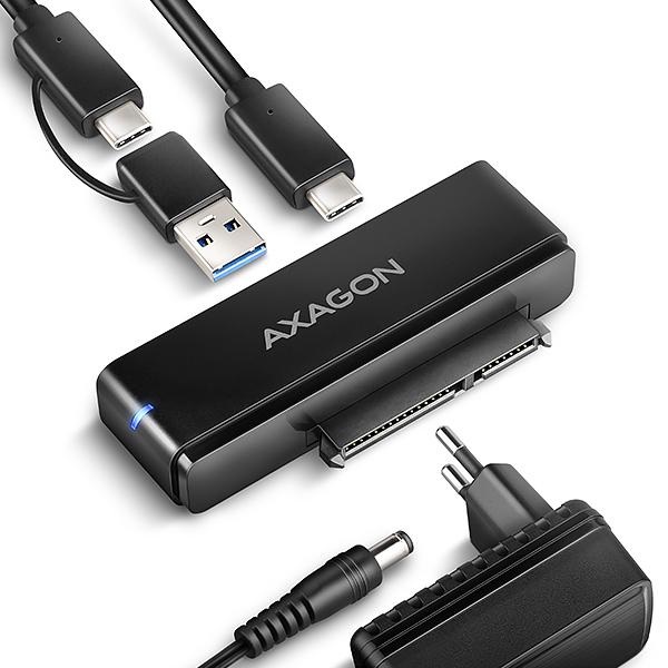 AXAGON ADSA-FPX, USB-C 10Gbps - SATA 6G, 2.5 "/ 3.5" SSD / HDD FAST PORT X adaptér, vr. AC napájače