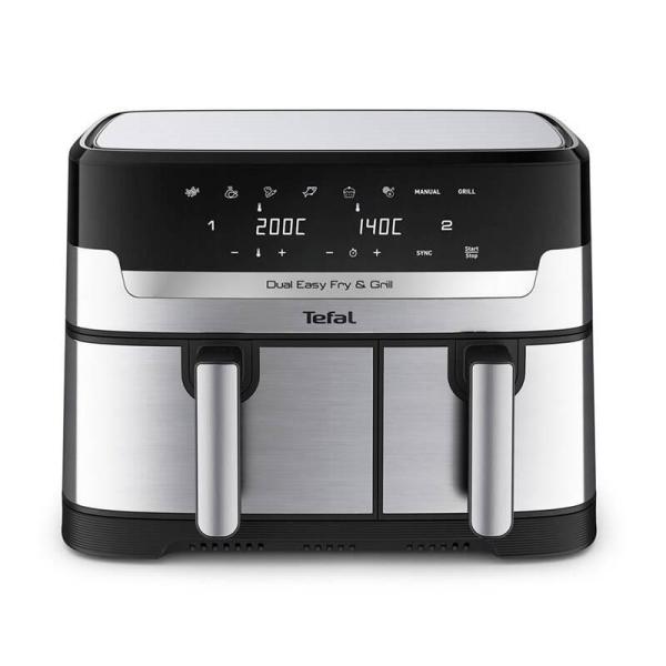 Tefal EY905D10 Dual Easy Fry & Grill fritéza,  2700 W,  horkovzdušná,  duální,  5.2 l + 3.1 l,  displej