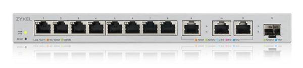 Zyxel XGS1250-12 12-portový gigabitový webový manažovateľný prepínač,  8x Gigabit RJ45,  3x MultiGig 1/ 2.5/ 5/ 10G,  1x SFP+1