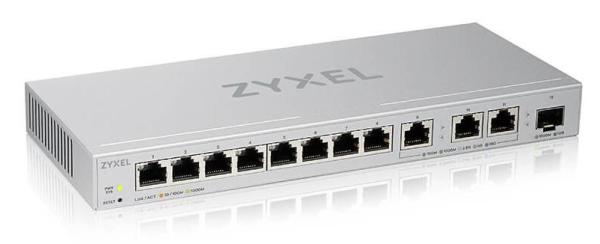 Zyxel XGS1250-12 12-portový gigabitový webový manažovateľný prepínač, 8x Gigabit RJ45, 3x MultiGig 1/2.5/5/10G, 1x SFP+3