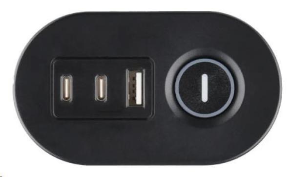 Viking síťová prodlužovací zásuvka R33S,  3x AC 230V,  1x USB-A,  2x USB-C,  délka 1, 4 m2