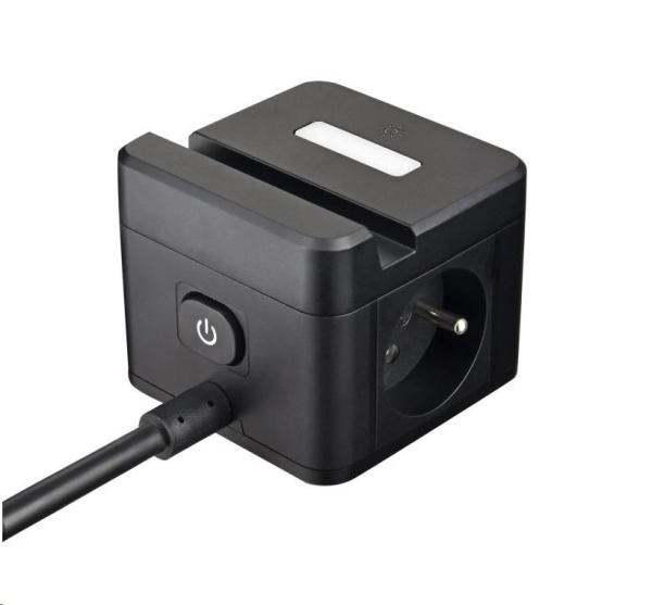 Viking síťový adaptér YC23H,  2x 230 V,  1x USB-A,  2x USB-C,  dotykové světlo,  funkce stojánku,  černá1