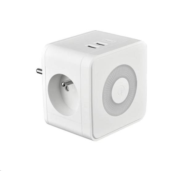 Viking síťový adaptér Y23L,  2x 230 V,  1x USB-A,  2x USB-C,  dotykové světlo,  bílá1