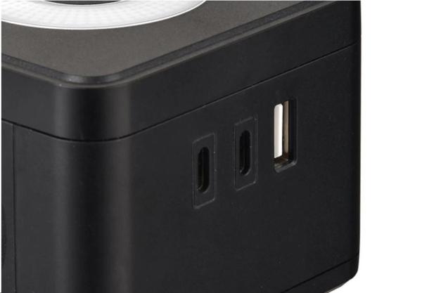 Viking síťový adaptér Y23L,  2x 230 V,  1x USB-A,  2x USB-C,  dotykové světlo,  černá2