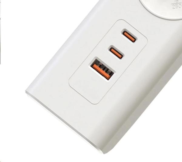 Viking síťová prodlužovací zásuvka YC53,  5x AC 230V,  1x USB-A,  2x USB-C,  délka 1, 5 m,  bílá2