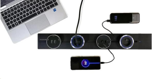 Viking zásuvkový modul A60,  1x USB-A,  1x USB-C,  PD,  stříbrno-černá1