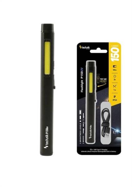 Technik Flashlight P150UV nabíjecí inspekční svítilna 150lm LED COB kovová s UV světlem