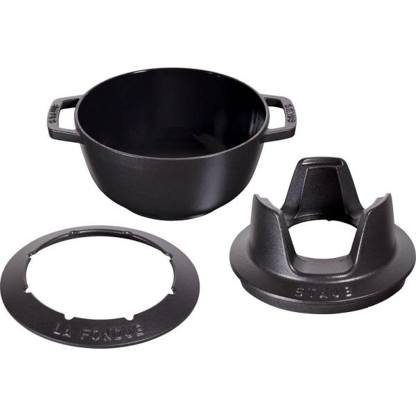 Staub sada na fondue, 20 cm, litinový, 2.36 l, až pro 6 lidí, pro všechny zdroje tepla, černá1